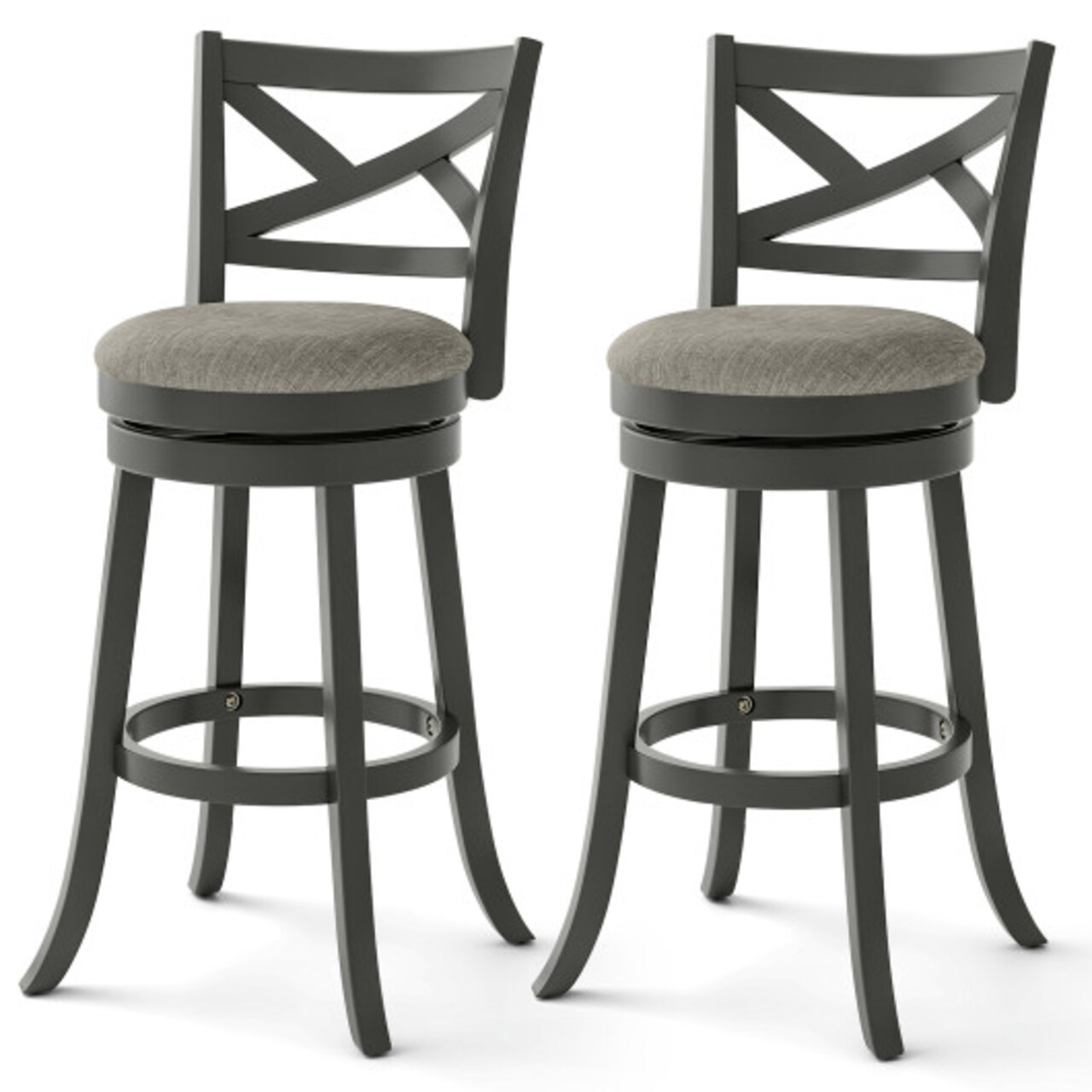 Swivel Bar Stools Set of 2 with Hollow Back and Soft-padded Seat